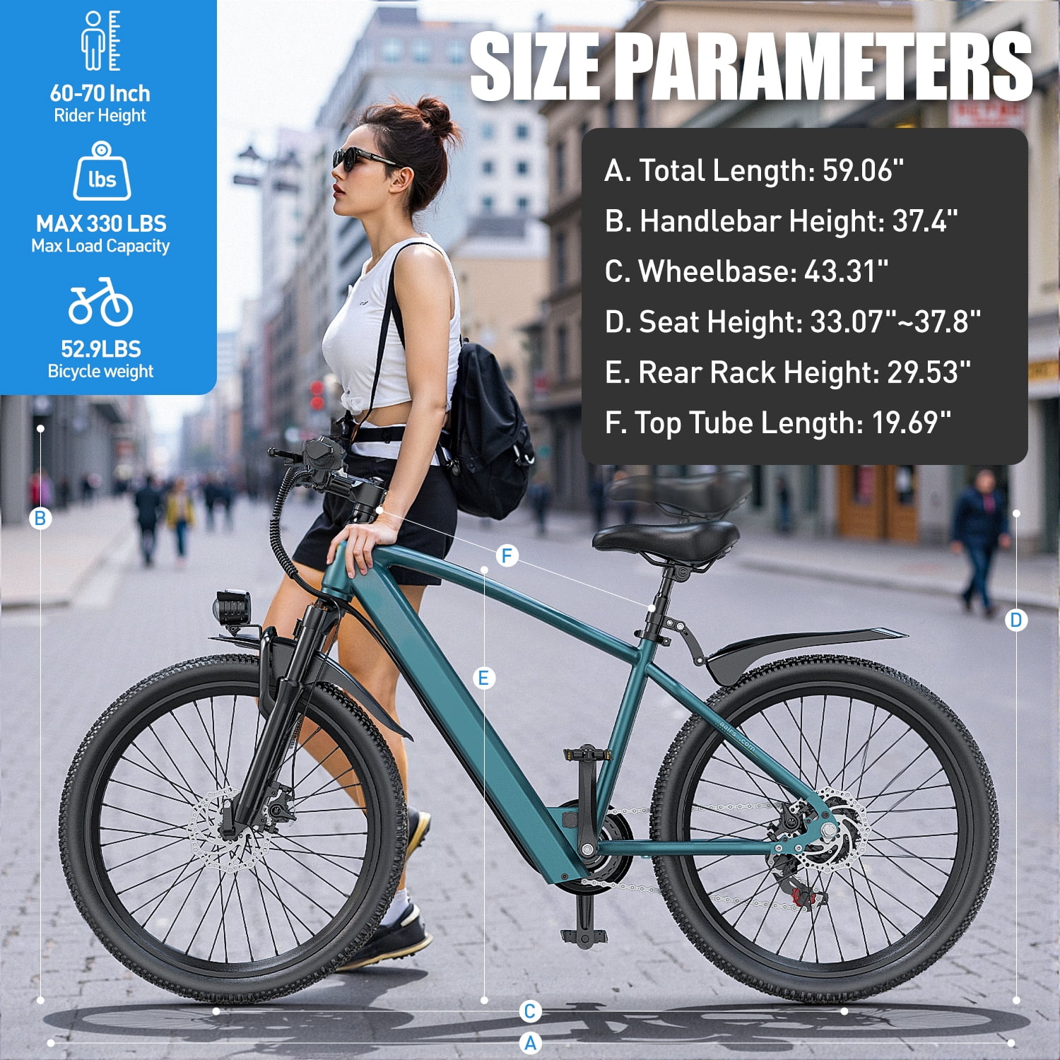 26" Electric Bike for Adult,400W Motor,Top Speed 25MPH,40Miles Long Range,City Commuting E-bicycle With Front Fork Suspension, Dual Disc Brakes