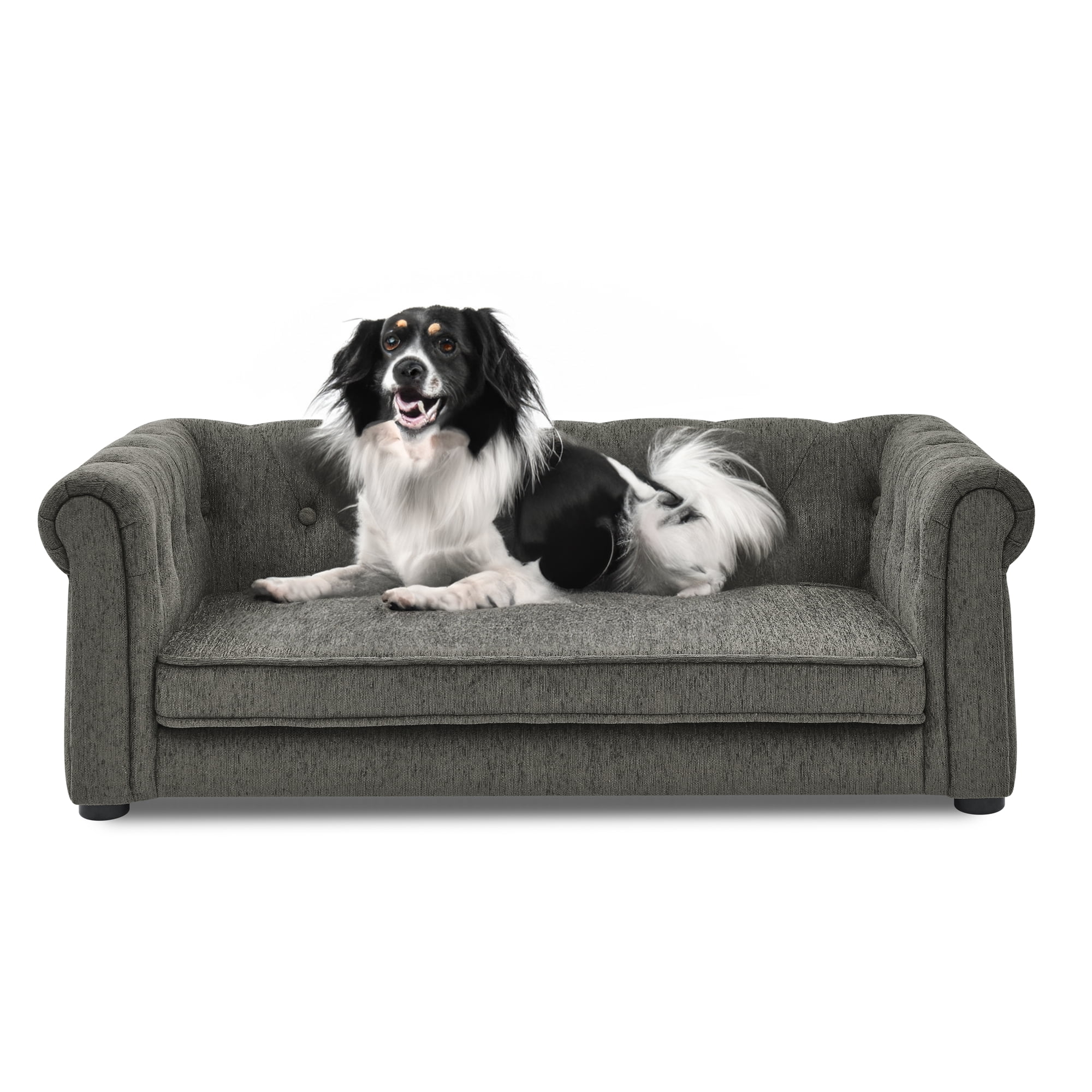 Noaman Elevated Dog Sofa Bed for Small & Medium Dogs, 40"x23"x14" Modern Pet Couch with Foam Padding, Durable & Easy to Clean Dark Grey Dog Bed
