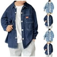 thumbnail image 4 of Gpaecead Boys Denim Shirt Long Sleeve Children Jeans Jacket Top Casual Long Sleeve Shirt Light Blue, 4 of 4