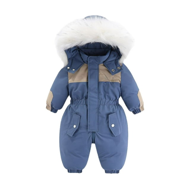 TIEVOSA Boy Winter Snowsuit Jacket Outfits Girl Snow Suits Clothes 4-5 Years(Dark Blue)