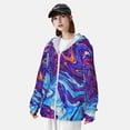 thumbnail image 3 of Balery Swirl Print Blue Purple Men's Women's UPF 50+ Sun Protection Lightweight Hoodie Performance Long Sleeve Shirt for Fishing Running-Medium, 3 of 7