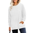 thumbnail image 2 of Diufon Womens Fall Tops Casual Long Sleeve Crewneck Tunic Shirts Solid Color Loose Blouses with Pocket, 2 of 7