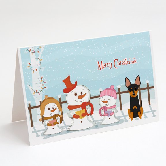 Merry Christmas Carolers English Toy Terrier Greeting Cards and Envelopes Pack of 8