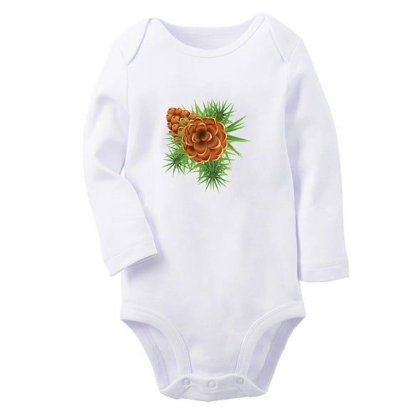 Babies Nature Fir Tree Pattern Rompers, Newborn Baby Unisex Bodysuits, Infant Jumpsuits, Toddler 0-12 Months Kids Long Sleeves Oufits (White, 6-12 Months)