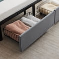 thumbnail image 6 of Al Fresco Full Size Bed Frame with Tufted Wingback Headboard, Metal Platform Bed with Storage Drawers, No Box Spring Needed, Dark Gray, 6 of 7
