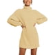 thumbnail image 3 of Gibobby Vestido de manga larga Moda mujer sólido manga larga suéter vestido cuello suéter suéter vestido(Gris,G), 3 of 5
