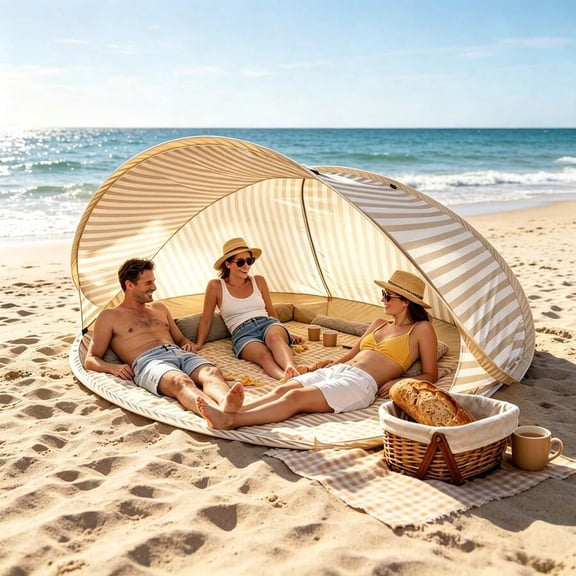 2-Person Pop-Up Beach Tent, Instant Setup Sun Shelter with No Assembly, Portable Outdoor Canopy for Camping Picnic Park, Lightweight Family Leisure Shade for Beaches & Outdoor Fun