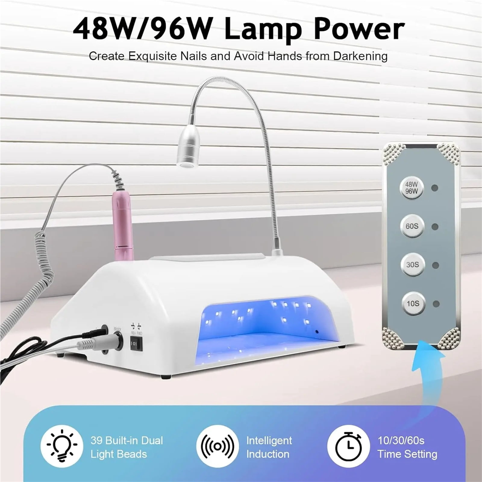 5 in 1 Nail Drill Manicure Machine, Professional 30000rpm Electric Nail Drill Machine, Electric , Nail Lamp for Nails Manicure