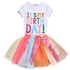 Hirigin Toddler Baby Girls Birthday Outfit Rainbow Lace Skirt Tutu Dress Sets