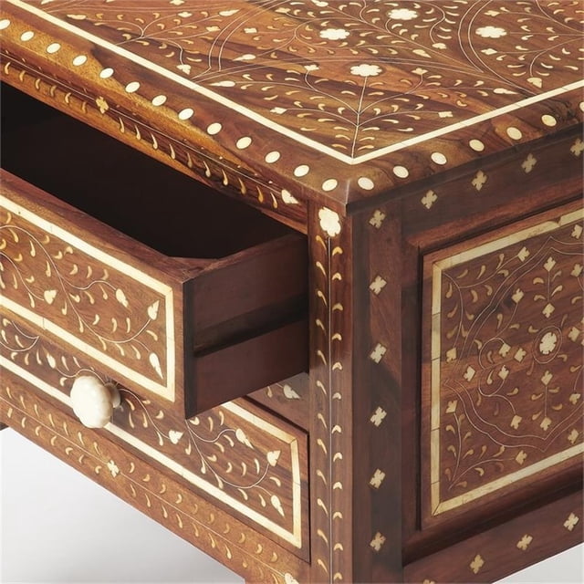 Beaumont Lane Commode Contemporaine à Incrustation de Bois et d'Os, Brun