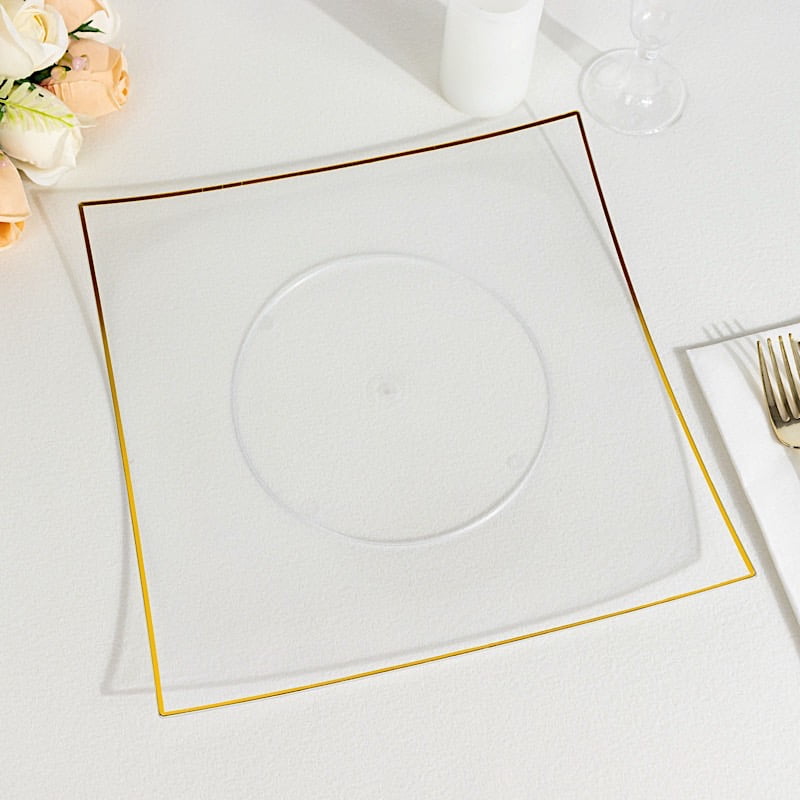 BalsaCircle 10 Concave Clear 10" Square Disposable Salad Dinner Plastic ...
