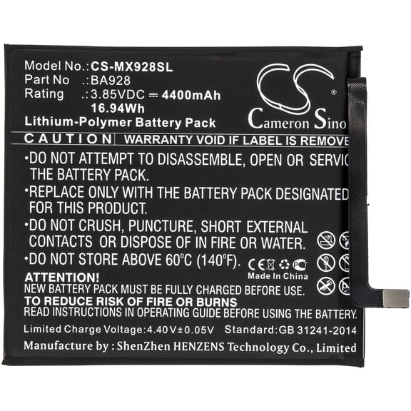 4400mAh BA928 Battery for Meizu M1928 M928Q 16T
