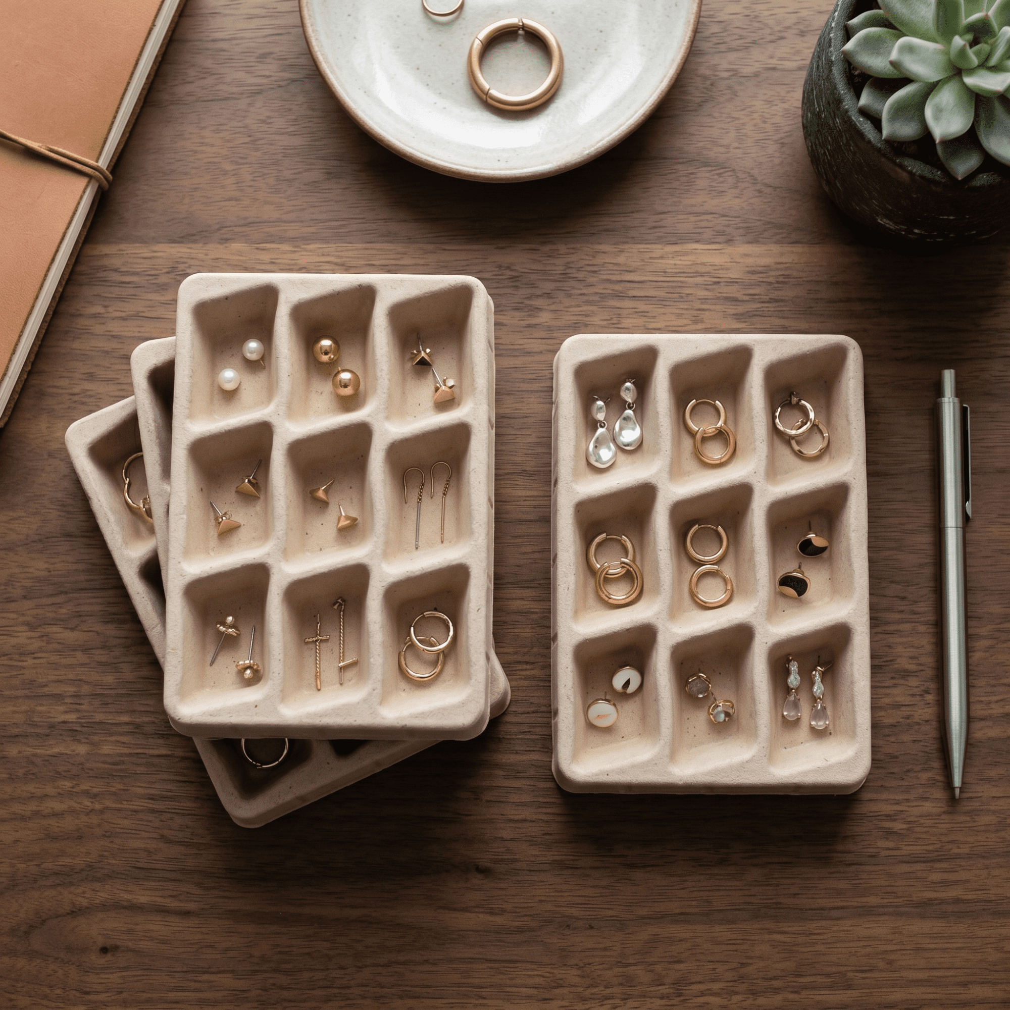 Hives & Honey Women's Earring Tray Inserts for Jewelry Storage and Organization, Set of 4