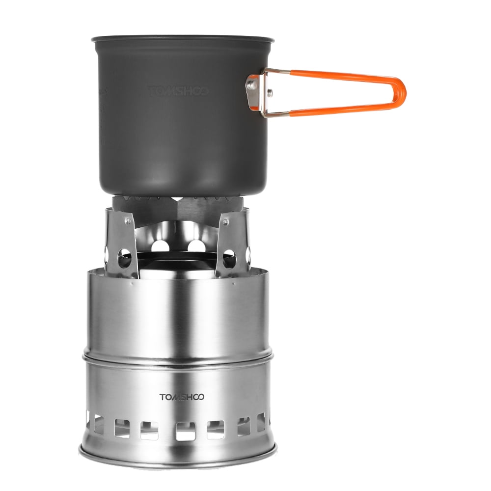 TOMSHOO Portable Folding Windproof Wood Burning Stove Compact Stainless Steel Stove Camping Hiking Backpacking Picnic BBQ