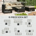 thumbnail image 3 of Topcobe 6-Piece All-Weather Wicker Sectional Sofa with Ottoman, Comfortable Outdoor Rattan Couch, Tempered Glass Table, Cushions, and Beige/Coffee Set, 3 of 11