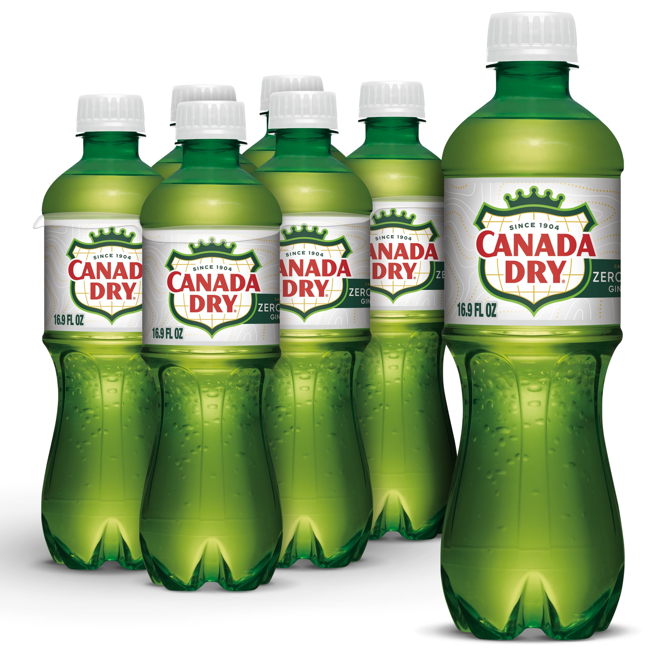 (3 pack) Canada Dry Caffeine Free Zero Sugar Ginger Ale Soda Pop, 16.9 fl oz, 6 Pack Bottles
