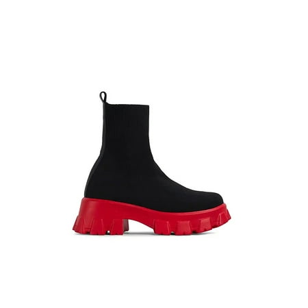 

Rotosw Womens Chunky Knitting Ankle Boots Slip on Thick Sole Plattform Shoes