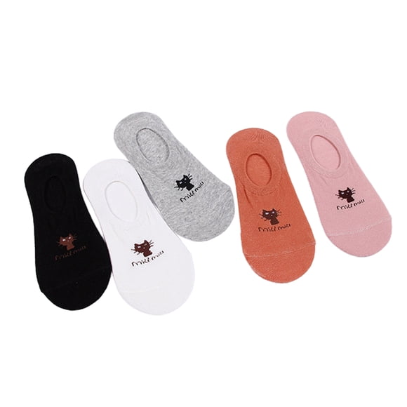 5 pares de calcetines s s de para mujer, calcetines Patrón de gato Hugo Calcetines de barco de mujer