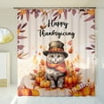 thumbnail image 3 of Happy Thanksgiving British Shorthair Welcome Thankful Fall Autumn Pumpkin Shower Curtain Cat Lover Kitten Owner Gifts Waterproof Bathroom Bathtub Curtain - 02021, 3 of 5