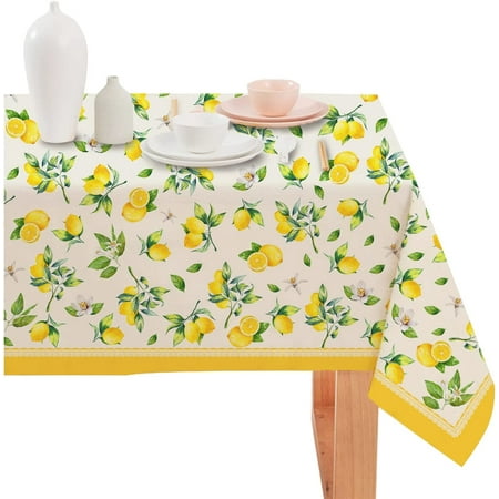 

Outdoor Tablecloth Waterproof 60x120inch- Summer Watercolor Lemon Indoor Outside Spillproof Table Cloth Scratch Resistant for Parties Holiday Kitchen Dining Buffet Gift