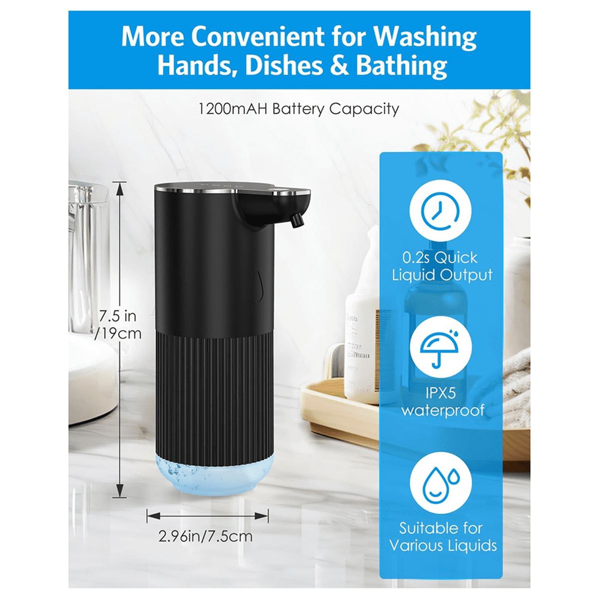 Automatic Foaming Soap Dispenser,11.8 Oz Touchless Foam Hand Dish Soap Dispenser,Wall Mounted,for Home,Office,1 * Soap Dispenser 1 * USB Cable,Black