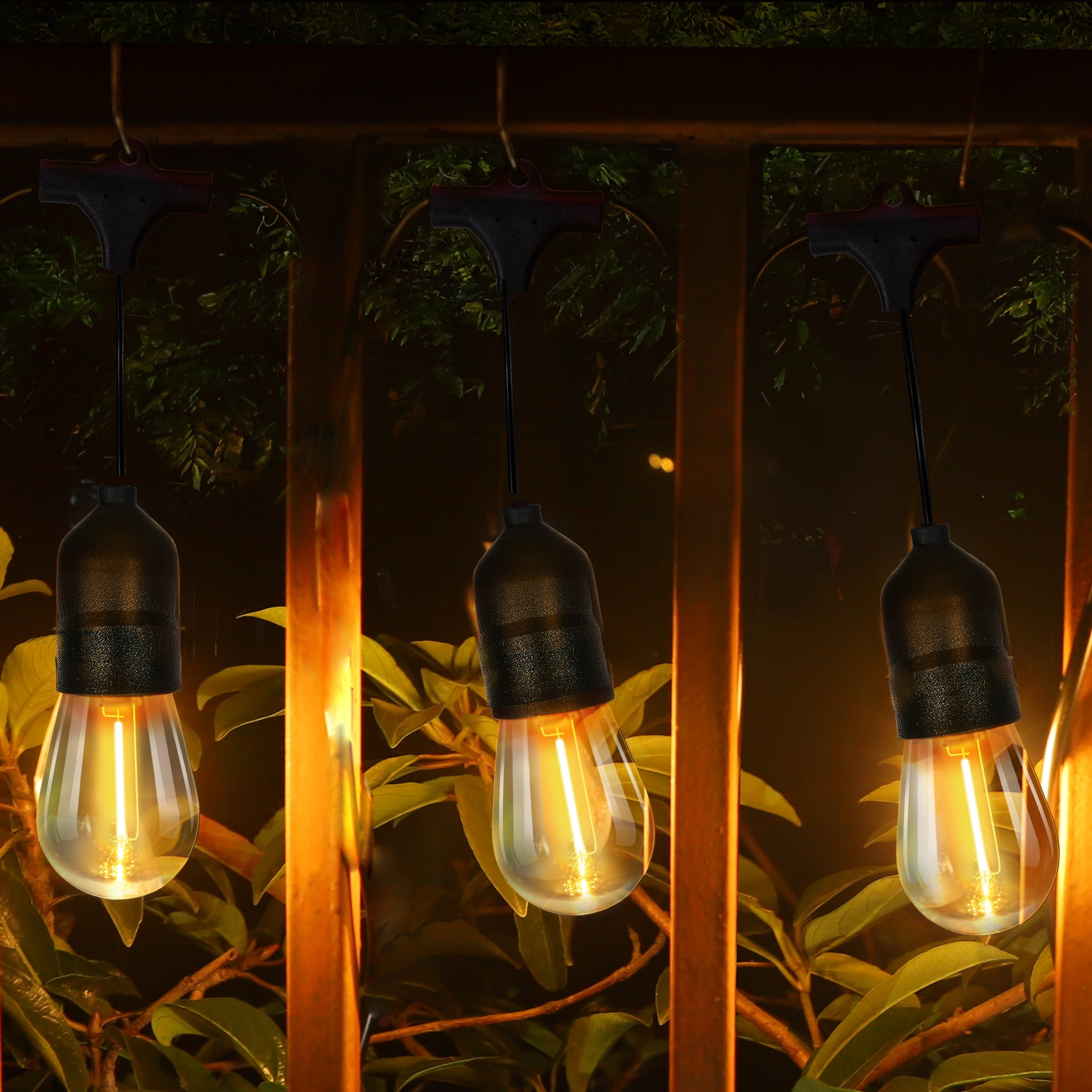 62ft Warm White Waterproof LED Outdoor String Lights for Backyard Garden Patio Gazebo