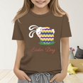 thumbnail image 2 of XXWXYD Clearence Floral Easter Bunny Tee for Girls - Vibrant Spring Colors Cotton Shirt, Skin-Friendly Kids Tshirt Perfect for Easter Sunday & Seasonal Photoshoot (6-7 Years,Brown), 2 of 7