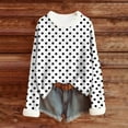 thumbnail image 5 of Ounisa Womens Tops Autumn Winter Pullover Sweater Loose Casual Long Sleeved Round Neck Polka Dots Pattern Shacket Blouse, 5 of 5