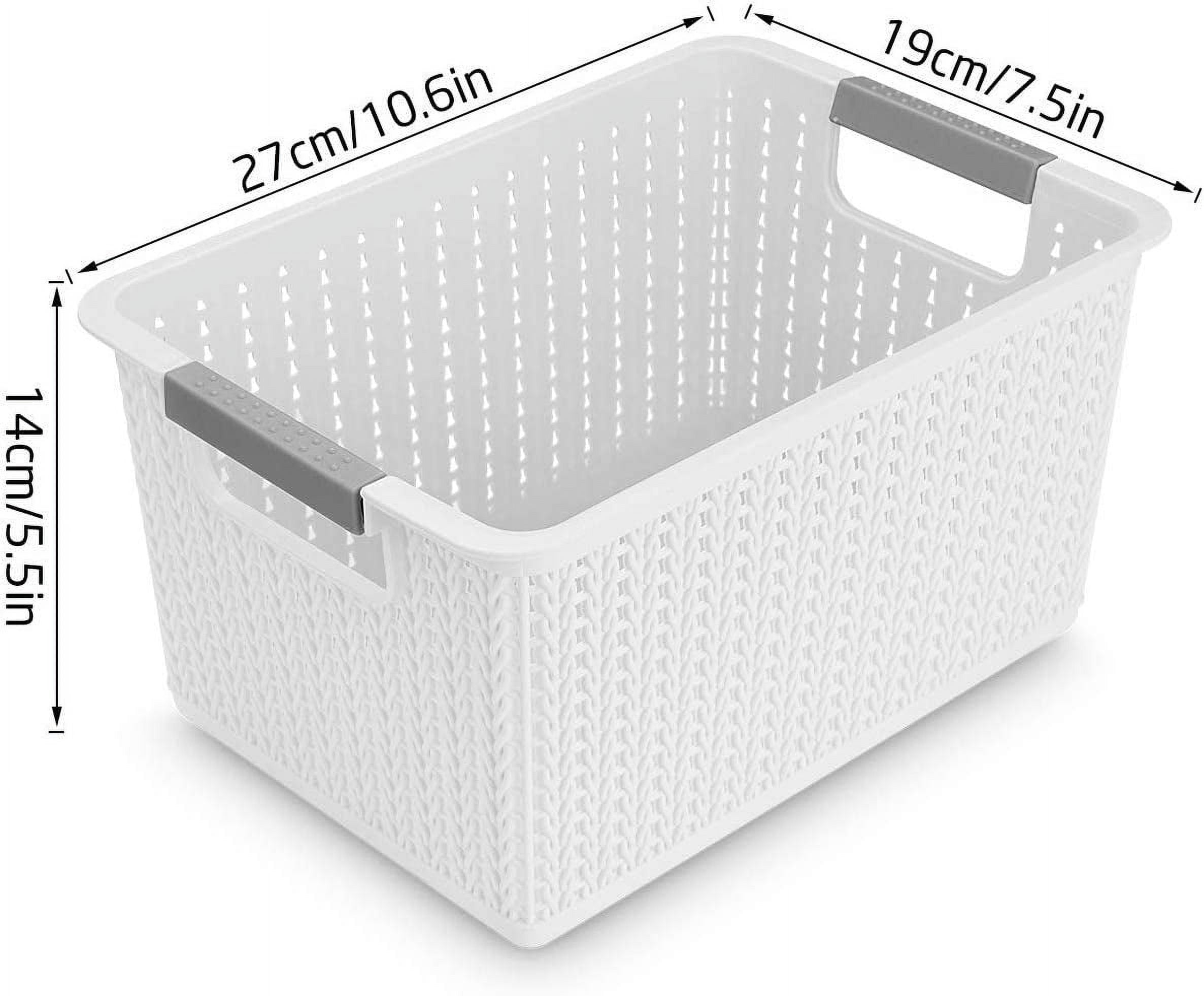 Jucoan 10 Pack Plastic Storage Basket, 10.5 x 7 x 3.5 Inch Colorful Plastic  Classroom Storage Organizer Tray Bin with Handles for Drawer, Closet