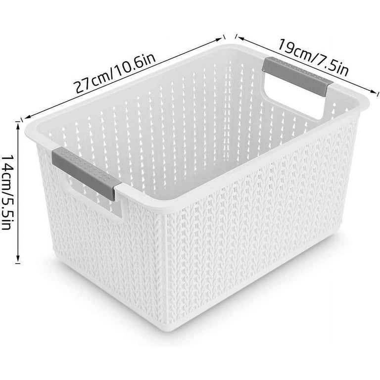 White Medium Weave Basket Storage Container, Plastic, 13 x 5 Inches, Mardel