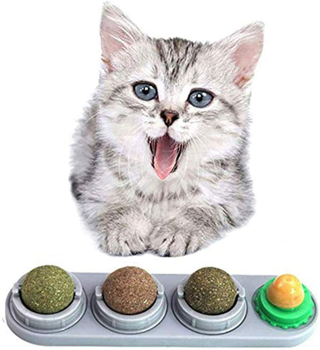 Pet Cat Snacks,Cat Healthy Treats Sugar Ball,Catnip & Fish Nutrition Gel Energy Ball,Fixed Cat Nutrition Candy Ball for Cat Licking Treats Toys 