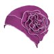 thumbnail image 3 of Turbante elástico sólido con flores para damas, para quimioterapia, cáncer, pérdida de cabello, gorro para la cabeza Púrpura, 3 of 8