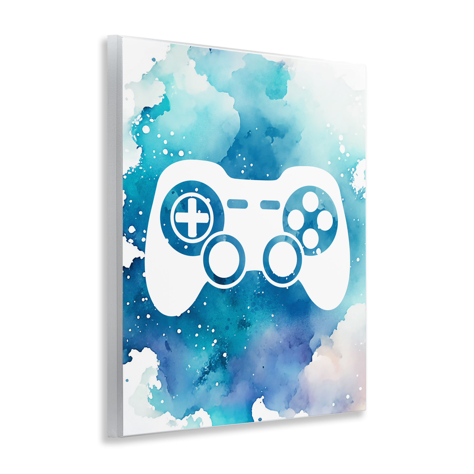 Blue Controller Splatter Wall Plaque Art, design by Marcus Prime