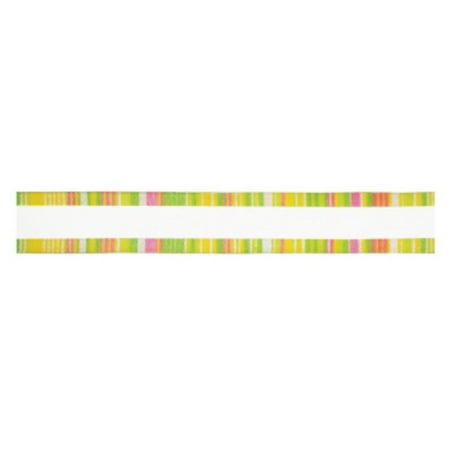 Pack of 6 White/Pastel Border Spring Wedding Party Wired Ribbon 1.5" x 60 Yds