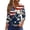 Dark Blue, variant on Women's 250th Anniversary USA Shirt Patriotic American Flag Print V-Neck Button 3/4 Sleeve T-Shirt