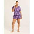 thumbnail image 2 of Joyspun Women’s Notch Collar Top and Shorts Pajama Set with Piping, 2-Piece, Sizes XS-3X, 2 of 7