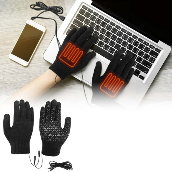 USB Powered Heated Knitted Gloves for Typing Gaming and Winter Hand Warmth with Full Finger Heating Technology
