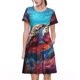 thumbnail image 1 of Easygdp Colorful Ocean Sea Turtle para Vestido Transpirable de Mujer, Vestido Suelto de Manga Corta con Pliegues y Bolsillos para el Verano, 1 of 6