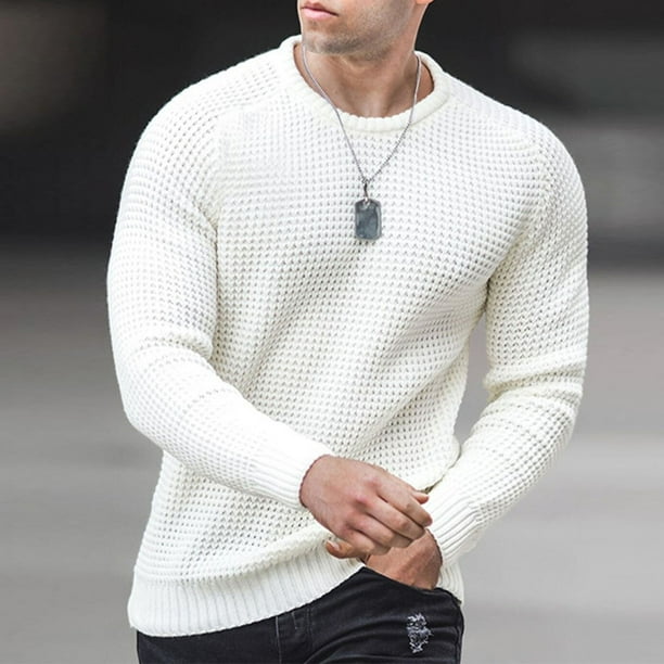 Sueter blanco hombre cuello redondo hotsell