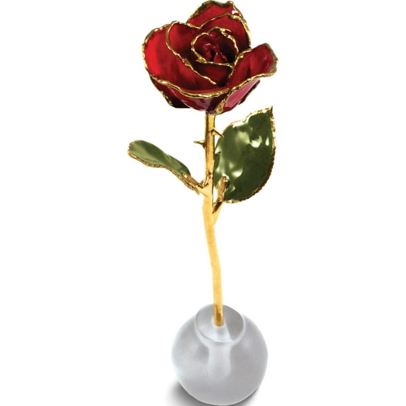 Fashion Lacquer Dipped Gold Trim Knob Stand Red Spring Rose Set Made In Thailand gm3744