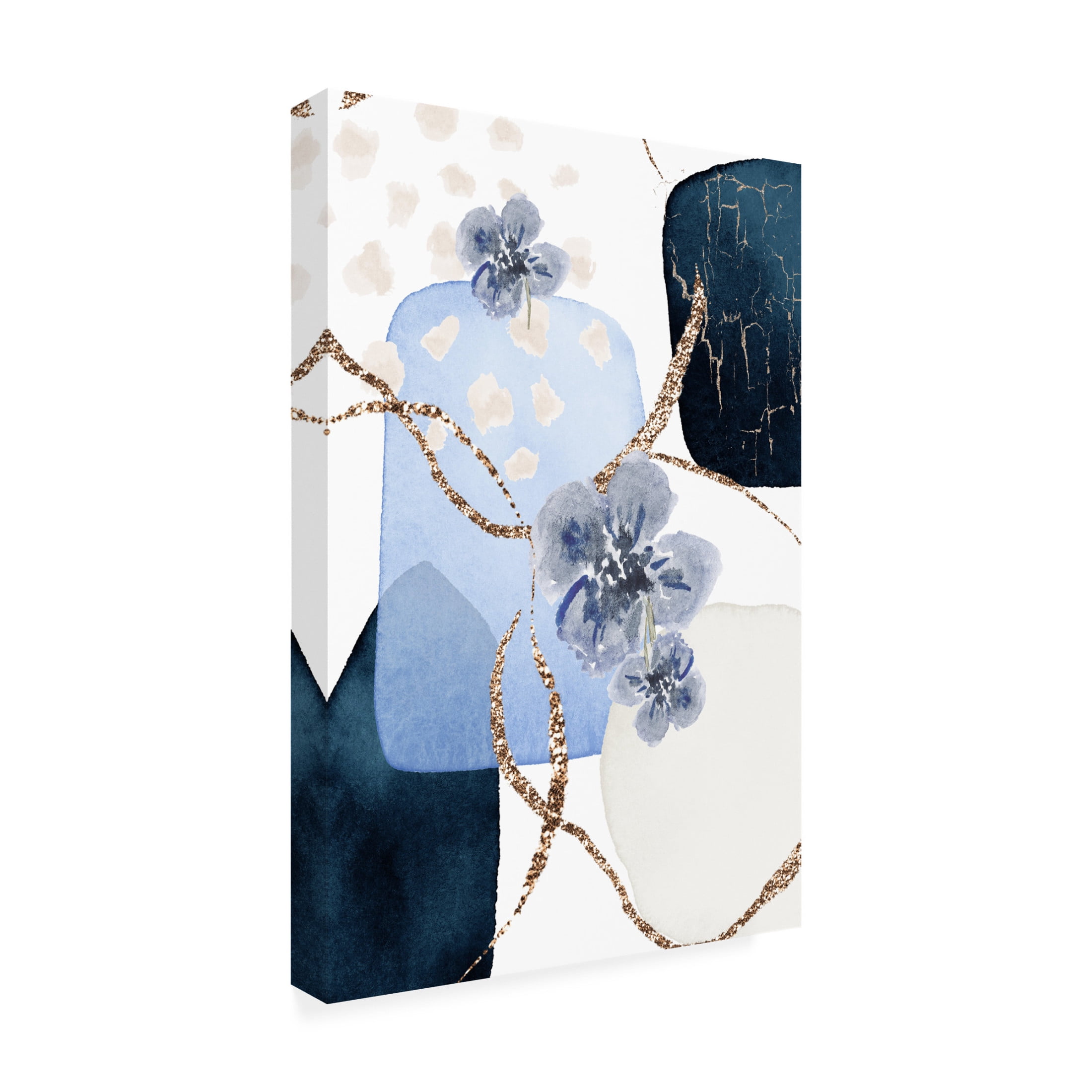 Trademark Fine Art Sally Ann Moss Floral Blue 1 Canvas Wall Art