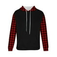 thumbnail image 5 of FRSASU Mens Fleece Hoodies Fall Winter Long Sleeve Pullover Tops Stylish Plaid Graphic Casual Hooded Sweatshirt with Pocket Red, 5 of 5