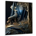 thumbnail image 2 of Designart "Golden Forest Encounter The Deer I" Landscape Forest Metal Art Living Room, 2 of 5