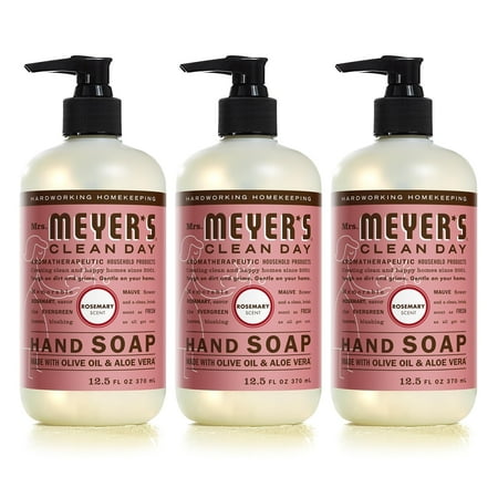 Mrs. Meyer,S Clean Day Liquid Hand Soap, Cruelty Free And Biodegradable Formula, Rosemary Scent, 12.5 Oz- Pack Of 3