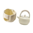 thumbnail image 4 of Tetera de flores con calentador, tetera de cerámica reutilizable fácil de limpiar Beige con mango, 4 of 9