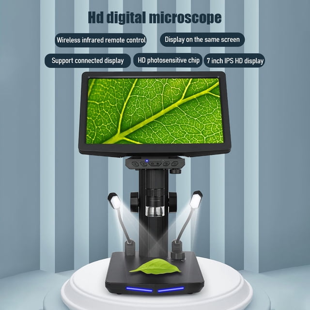 Microscope 48MP USB Digital Microscope 1440P Lightness Adjustable 500X-1000X Zoom Rate Support 32G TF Card with 7-inch Large IPS Screen with Remote Control Compatible with MacOS