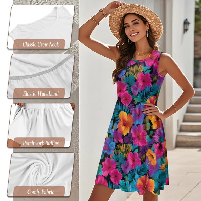 dress matching for ladies Yuyamidu Matching Beach Outfits for Couples Ladies Summer Dresses Mens  Hawaiian Button Down Shirt Sleeveless Round Neck Short Dresses Matching  Dress and Shirt for Couples Woman S