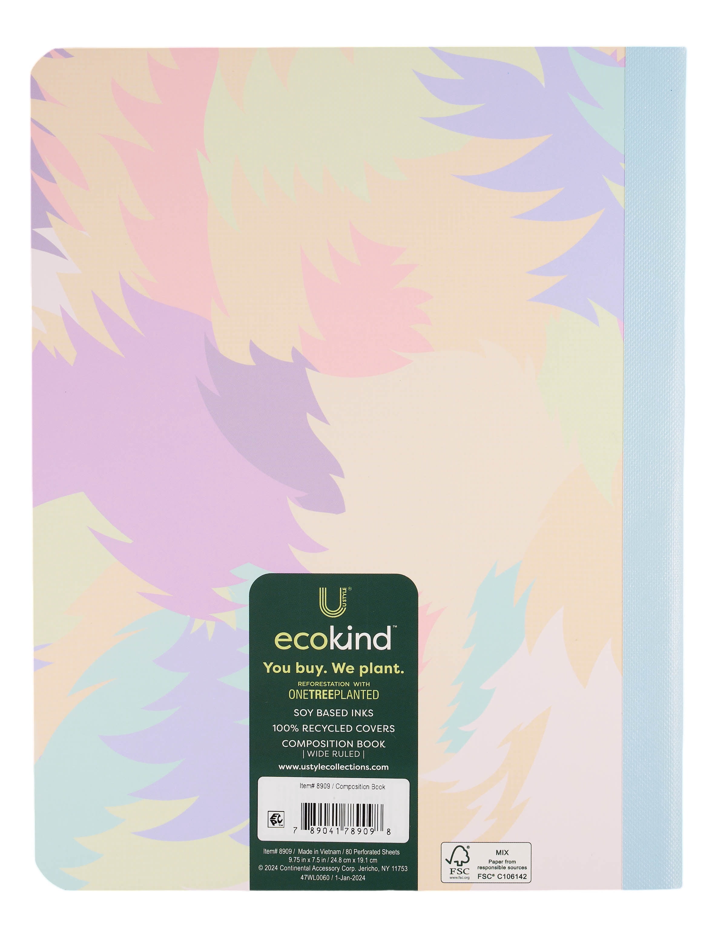 Ecokind by U Style Pastel Dog Composition Book, 80 Sheets, Wide Rule