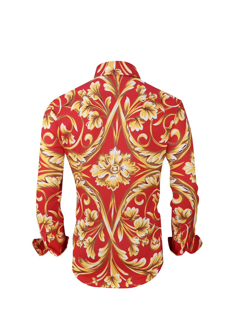 red and gold dress shirt Red with Gold Mens Shirts