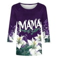 thumbnail image 5 of BLTIBY Mama Shirts for Women Mothers Day Mommy Mom Graphic Short Sleeve Round Neck T Shirts Casual Pullover Tops Tee Gifts Purple 2 L, 5 of 5